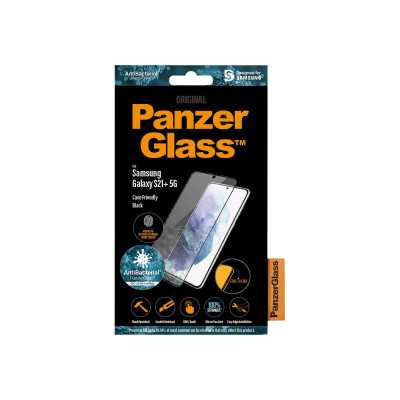 PanzerGlass Samsung, Galaxy S21+ Series, Antibacterial glass, Black, Antifingerprint screen protector, Case Friendly, Compatible