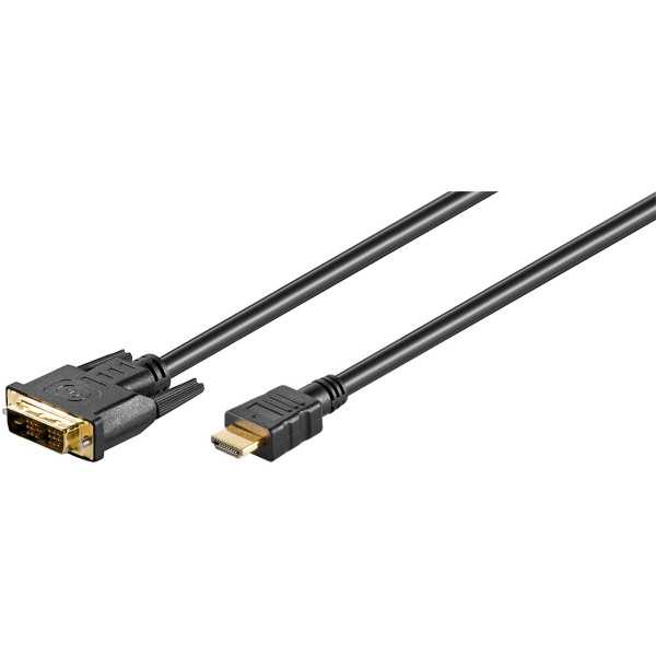 Goobay DVI-D/HDMI cable, gold-plated HDMI to DVI-D, 2 m