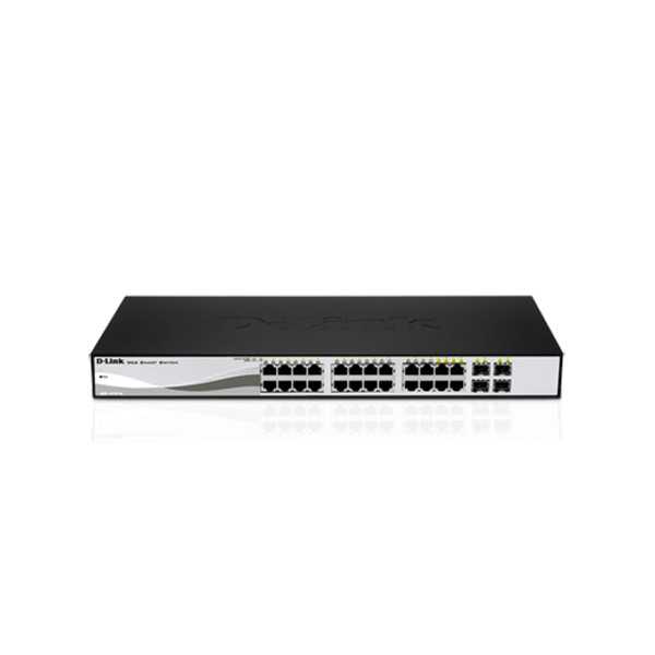 D-LINK DGS-1210-20, Gigabit Smart Switch su 16 10/100/1000Base-T prievadų ir 4 Gigabit MiniGBIC (SFP) prievadais, 802.3x srauto 