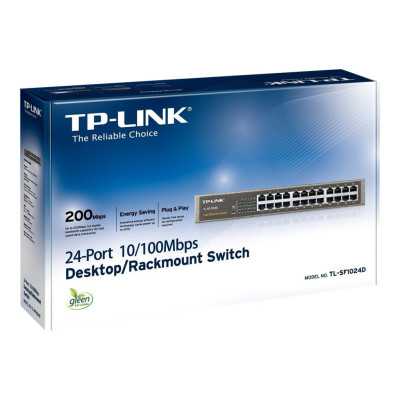 TP-LINK Switch TL-SF1024D Unmanaged, Desktop/Rackmountable, 10/100 Mbps (RJ-45) ports quantity 24