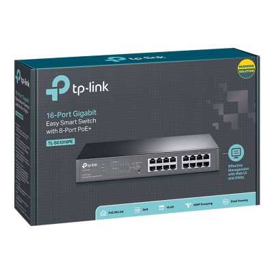 TP-LINK Switch TL-SG1016PE Web Managed, Desktop/Rackmountable, 1 Gbps (RJ-45) ports quantity 16, PoE+ ports quantity 8