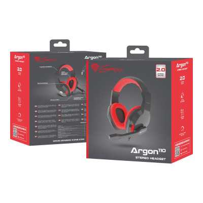 GENESIS ARGON 110 Gaming Headset, On-Ear, Wired, Microphone, Black/Red