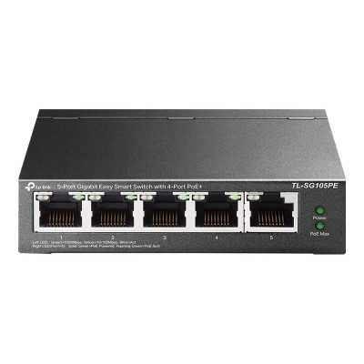 TP-LINK Switch TL-SG105PE Unmanaged, Desktop, 10/100/1000 Mbit/s, Ethernet LAN (RJ-45) ports 5, PoE+ ports quantity 4, Power sup