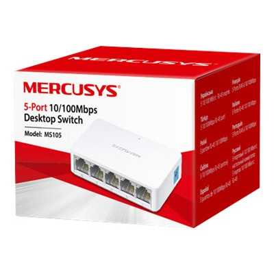 Mercusys Switch MS105 Unmanaged, Desktop, 10/100 Mbps (RJ-45) ports quantity 5, Power supply type External