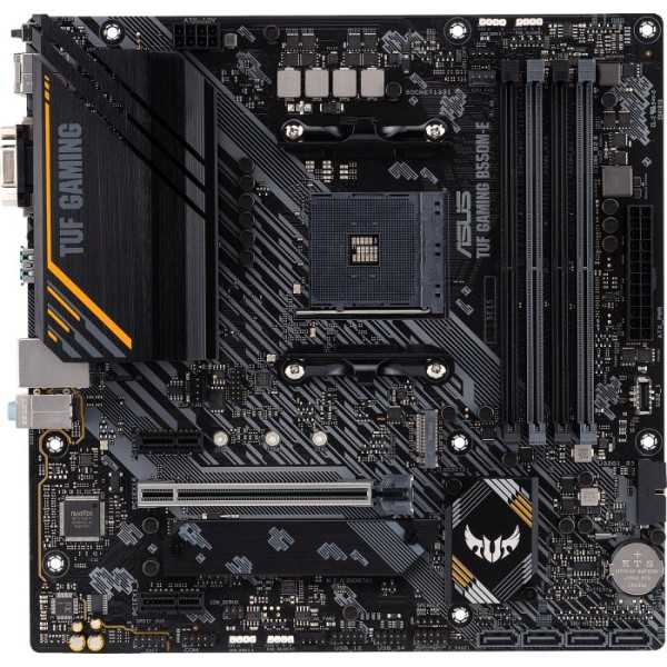 Asus TUF GAMING B550M-E Procesorių šeima AMD , Procesoriaus lizdas AM4, DDR4 DIMM, 4 atminties lizdai, Palaikoma standžiojo disk