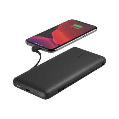 Belkin BOOST CHARGE Plus Power Bank 10000 mAh, Integrated LTG and USB-C cables, Black, 18 W