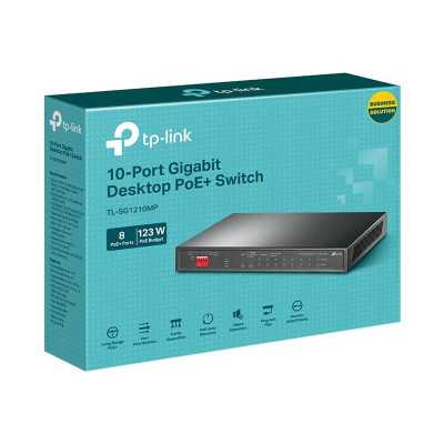 TP-LINK 10-Port Gigabit Easy Smart Switch with 8-Port PoE+ TL-SG1210MP Unmanaged, Desktop, Power supply type External, Ethernet 