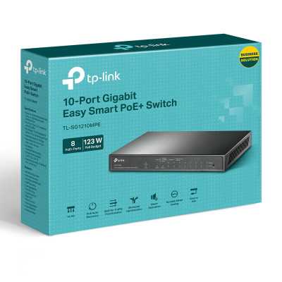 TP-LINK 10-Port Gigabit Easy Smart Switch with 8-Port PoE+ TL-SG1210MPE Web managed, Desktop, Power supply type External, Ethern