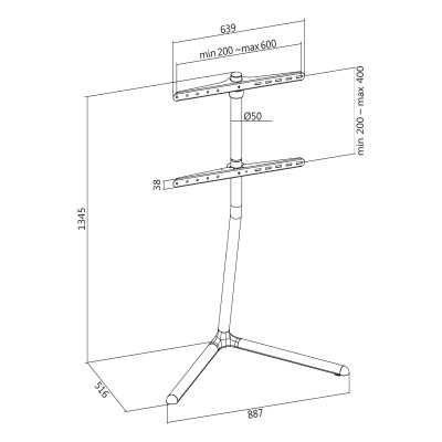 Logilink TV floor stand with V-Base Floor stand, BP0079, 49-70 ", Hold, Maximum weight (capacity) 40 kg, Black