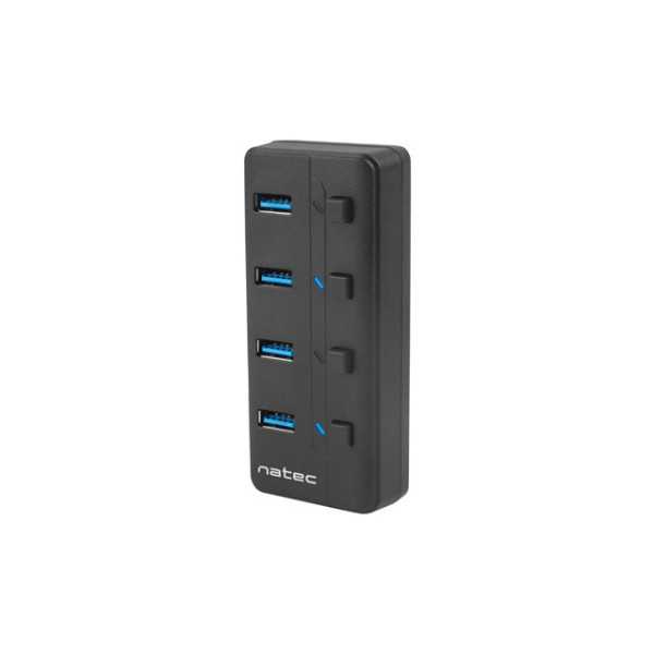 Natec USB 3.0 HUB, Mantis 2, 4 prievadų, įjungimas / išjungimas su kintamosios srovės adapteriu