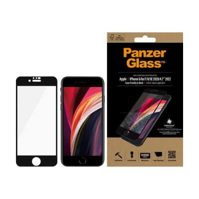 PanzerGlass Apple, iPhone 6/6s/7/8/SE 2020, Hybrid glass, Black, Screen Protector