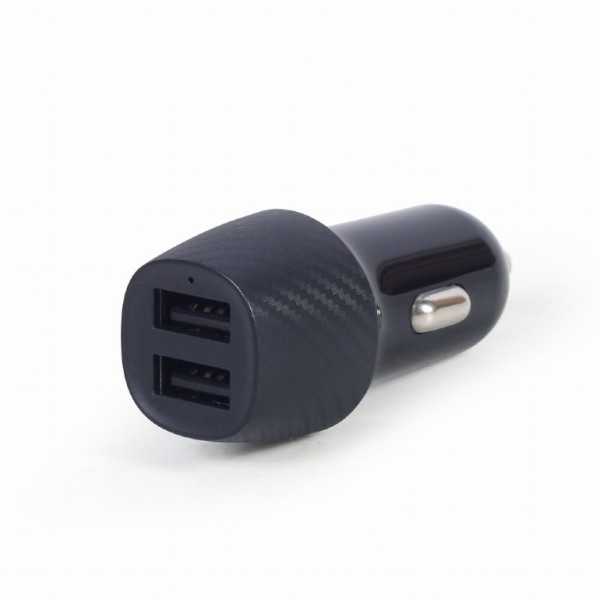 Gembird 2 prievadų USB automobilinis įkroviklis TA-U2C48A-CAR-01 Black