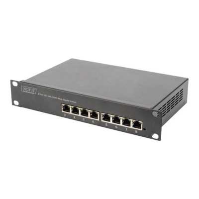 Digitus 8-port Gigabit Ethernet Switch DN-80114 10/100/1000 Mbps (RJ-45), Unmanaged, Rackmountable, Power supply type Internal, 