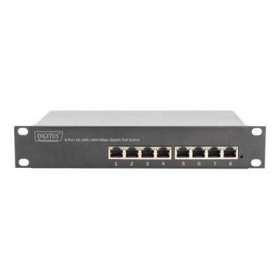 Digitus 8-port Gigabit Ethernet PoE switch DN-95317 10/100/1000 Mbps (RJ-45), Unmanaged, Rackmountable, Power supply type Intern