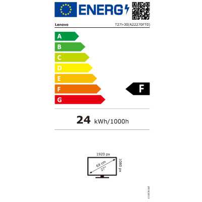 Lenovo ThinkVision T27i-30 27 ", IPS, FHD, 1920 x 1080, 16:9, 6 ms, 300 cd/m , Black, DisplayPorts quantity 1xDP1.2, 1, 4x USB 3