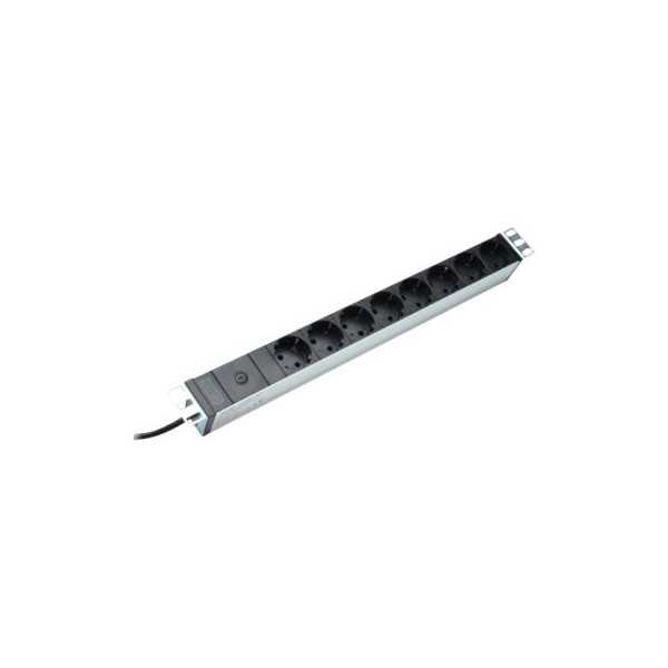 Digitus Aluminum outlet strip with pre-fuse DN-95410 Sockets quantity 8, 250 Vac, 50/60Hz, 2 m supply IEC C14 plug