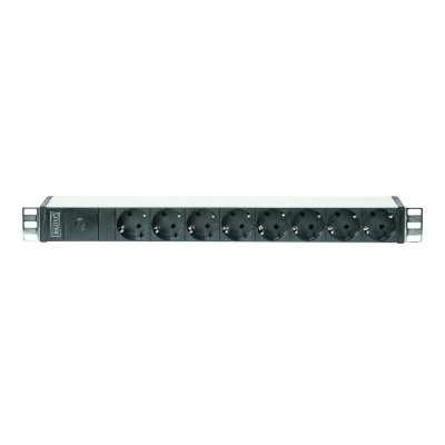 Digitus Aluminum outlet strip with pre-fuse DN-95410 Sockets quantity 8, 250 Vac, 50/60Hz, 2 m supply IEC C14 plug