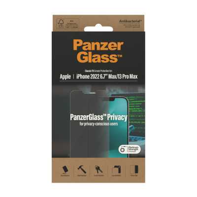 PanzerGlass Screen protector, Apple, iPhone 14 Plus/13 Pro Max, Glass, Black, Privacy