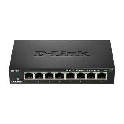 D-Link Ethernet Switch DES-108/E Unmanaged, Desktop, 10/100 Mbps (RJ-45) ports quantity 8