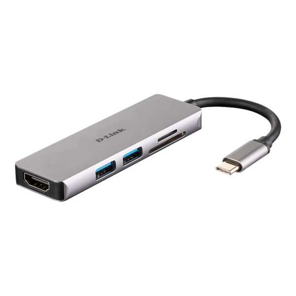 D-Link 5-in-1 USB-C šakotuvas su HDMI ir SD/microSD kortelių skaitytuvu DUB-M530 0,11 m