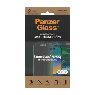 PanzerGlass Screen protector, Apple, iPhone 14 Pro, Glass, Black, Privacy