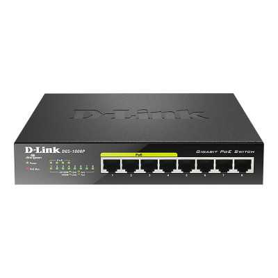 D-Link 8-Port Gigabit PoE Switch (4xPoE) DGS-1008P Unmanaged, Desktop, 60 W