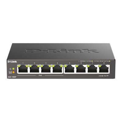 D-Link 8-Port Gigabit PoE Switch (4xPoE) DGS-1008P Unmanaged, Desktop, 60 W