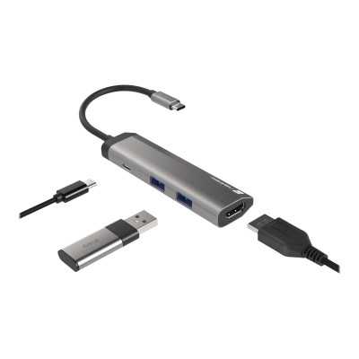 Natec Multi-Port Adapter Fowler Slim 0.15 m, Grey, USB Type-C