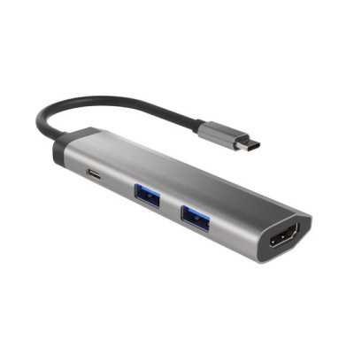 Natec Multi-Port Adapter Fowler Slim 0.15 m, Grey, USB Type-C