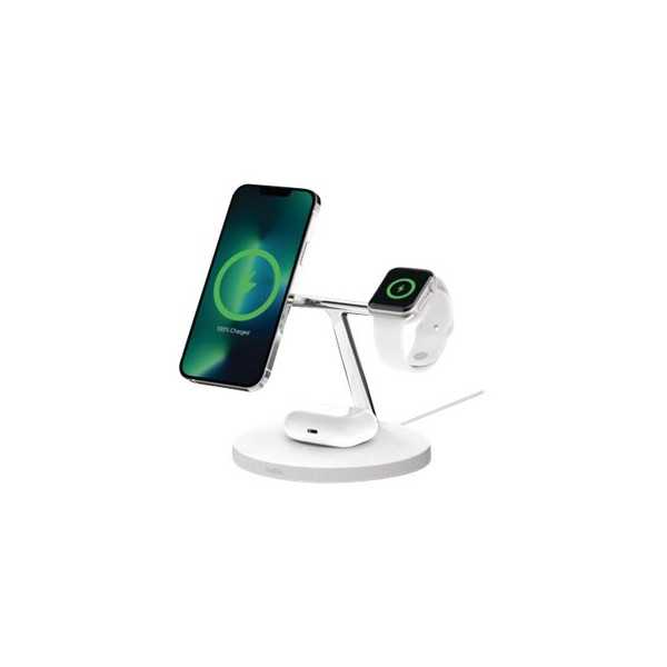 Belkin Pro MagSafe 3in1 Wireless Charging Stand + AC Power Adapter BOOST CHARGE White, 15 W