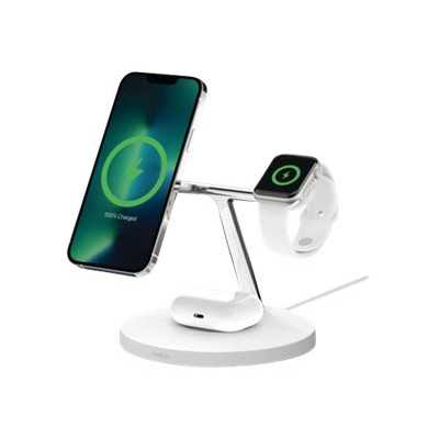 Belkin Pro MagSafe 3in1 Wireless Charging Stand + AC Power Adapter BOOST CHARGE White, 15 W