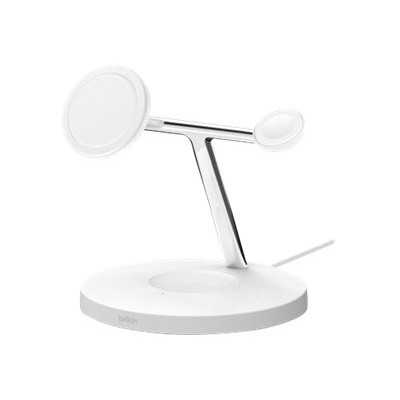 Belkin Pro MagSafe 3in1 Wireless Charging Stand + AC Power Adapter BOOST CHARGE White, 15 W