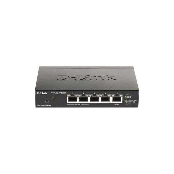 D-Link 5-port Gigabit PoE Smart Managed Switch ir PoE plėtiklis DGS-1100-05PDV2, valdomas žiniatinklyje, darbalaukis