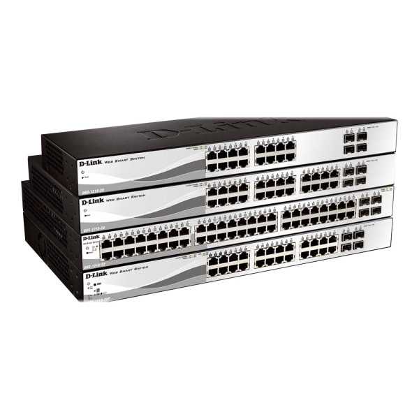 D-Link 28-port Gigabit Smart Managed PoE jungiklis DGS-1210-28P valdomas L2+, stalinis kompiuteris