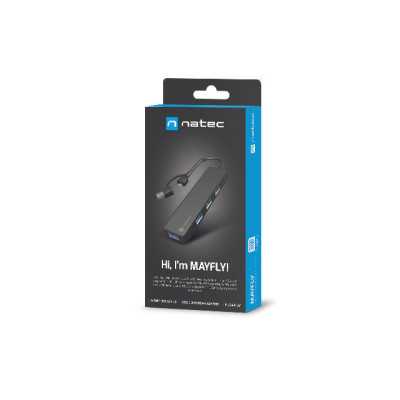 Natec USB 3.0 HUB, Mayfly, 4-Port, Black