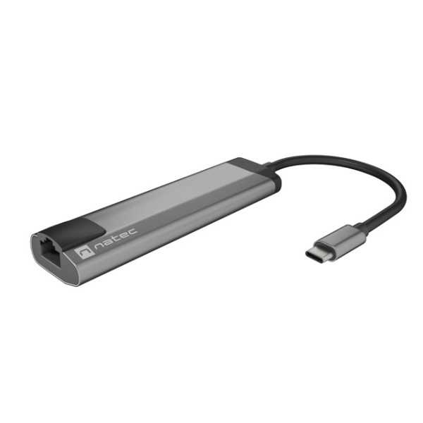 Natec kelių prievadų adapteris „Fowler Go“ 0,15 m, „Slate“, C tipo USB