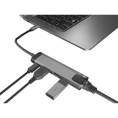 Natec Multi-Port Adapter Fowler Go 0.15 m, Slate, USB Type-C