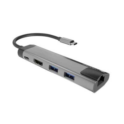 Natec Multi-Port Adapter Fowler Go 0.15 m, Slate, USB Type-C