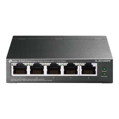 TP-LINK 5-Port Gigabit Easy Smart Switch with 4-Port PoE+ TL-SG105MPE Managed L2, Desktop, Ethernet LAN (RJ-45) ports 5