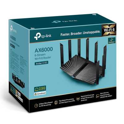 TP-LINK AX6000 8-Stream Wi-Fi 6 Router with 2.5G Port Archer AX80 802.11ax, 4804+1148 Mbit/s, 10/100/1000 Mbit/s, Ethernet LAN (