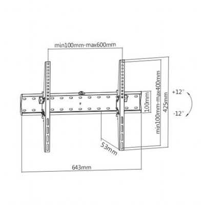 Gembird TV wall mount WM-70T-02 37-70 ", Maximum weight (capacity) 40 kg, Black