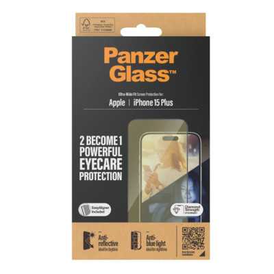 PanzerGlass Screen protector, Apple, iPhone 15 Plus, Glass, Clear, Eyecare