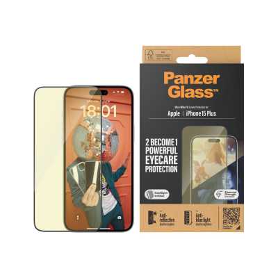 PanzerGlass Screen protector, Apple, iPhone 15 Plus, Glass, Clear, Eyecare