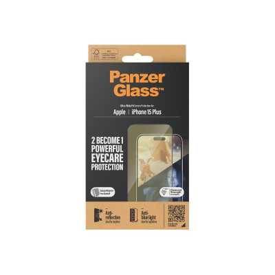 PanzerGlass Screen protector, Apple, iPhone 15 Plus, Glass, Clear, Eyecare