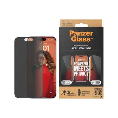 PanzerGlass Privacy Screen Protector iPhone 2023 6.1" Pro | Ultra-Wide Fit w. EasyAligner