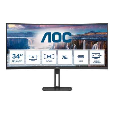 AOC Curved Monitor CU34V5C/BK 34 ", VA, WQHD, 3440 x 1440, 21:9, 4 ms, 300 cd/m , HDMI ports quantity 1, 100 Hz