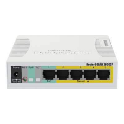 MikroTik Cloud Router Switch RB260GSP 1000 Mbit/s, Ethernet LAN (RJ-45) ports 5, Desktop