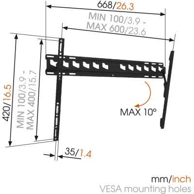 Vogels Wall mount, MA4010-A1, Tilt, 40-65 ", Maximum weight (capacity) 60 kg, VESA 100/400-100/600 mm, Black