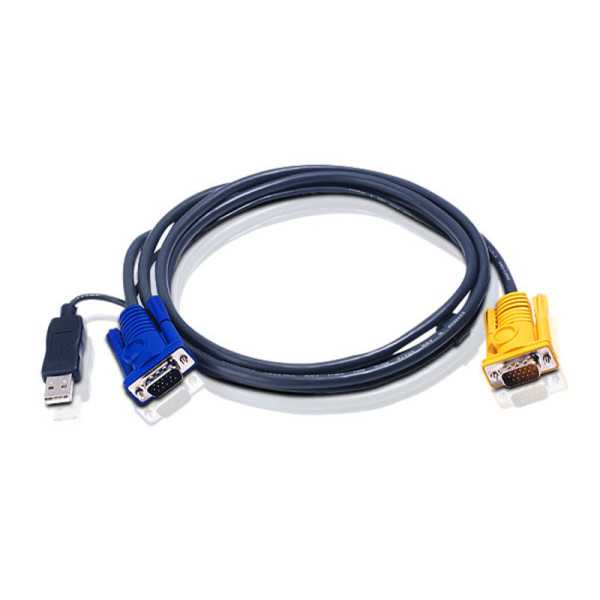 Aten 1,8M USB KVM kabelis su 3 in 1 SPHD ir įmontuotu PS/2 į USB keitikliu 2L-5202UP