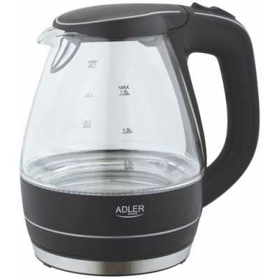 Kettle Adler Kettle AD 1224 Standard 2000 W 1.5 L Glass 360 rotational base Black